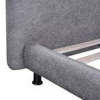 Lit plateforme capitonné beige/gris avec deux têtes de lit, pour 2 personnes