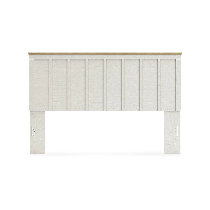 Tête de lit à panneaux bicolores blanc et marron – Grand lit / Très grand lit / Lit double