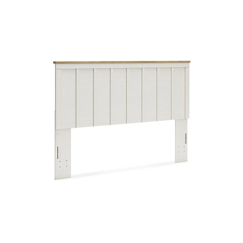 Tête de lit à panneaux bicolores blanc et marron – Grand lit / Très grand lit / Lit double