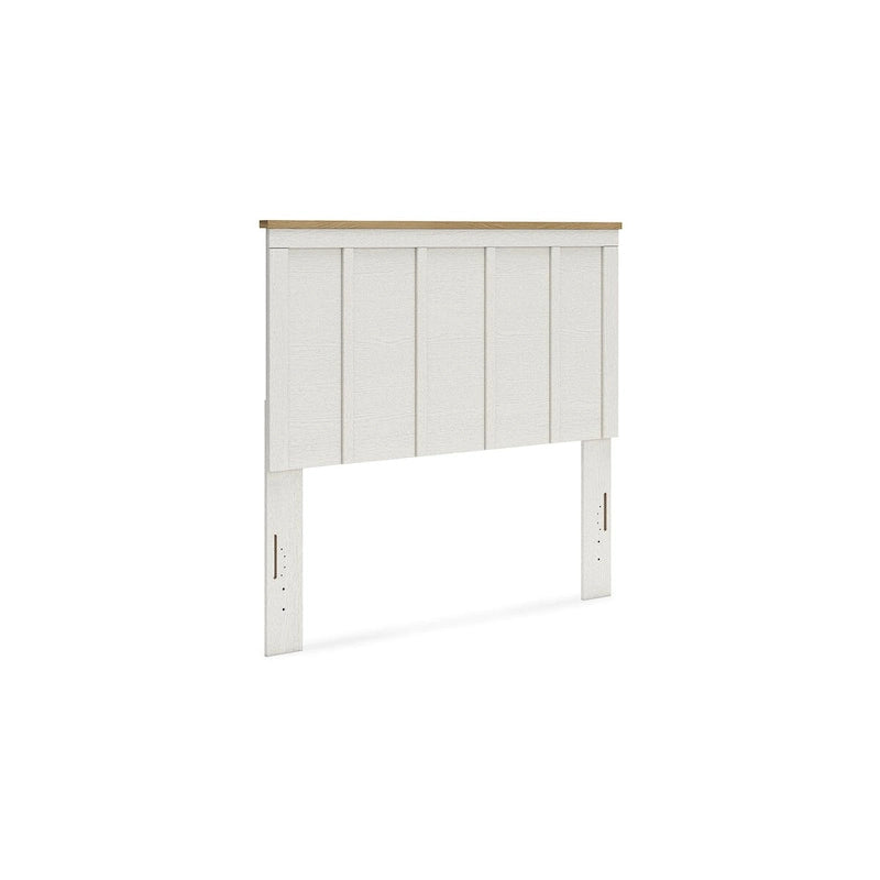 Tête de lit à panneaux bicolores blanc et marron – Grand lit / Très grand lit / Lit double