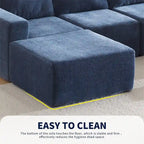 Canapé d'angle modulaire en U gris foncé / beige / bleu marine, chenille, 4 à 6 places