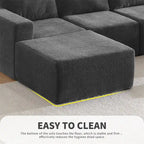 Canapé d'angle modulaire en U gris foncé / beige / bleu marine, chenille, 4 à 6 places