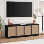 Meuble TV Mid-Century Noyer satiné / Grain noir, Convient à 1 TV jusqu'à 78", 70" L