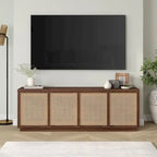 Meuble TV Mid-Century Noyer satiné / Grain noir, Convient à 1 TV jusqu'à 78", 70" L