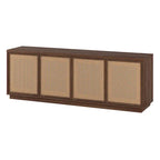 Meuble TV Mid-Century Noyer satiné / Grain noir, Convient à 1 TV jusqu'à 78", 70" L