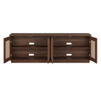 Meuble TV Mid-Century Noyer satiné / Grain noir, Convient à 1 TV jusqu'à 78", 70" L
