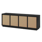 Meuble TV Mid-Century Noyer satiné / Grain noir, Convient à 1 TV jusqu'à 78", 70" L