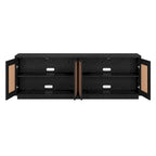 Meuble TV Mid-Century Noyer satiné / Grain noir, Convient à 1 TV jusqu'à 78", 70" L