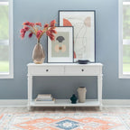 Console rustique de style campagnard blanc avec 2 tiroirs