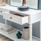 Console rustique de style campagnard blanc avec 2 tiroirs