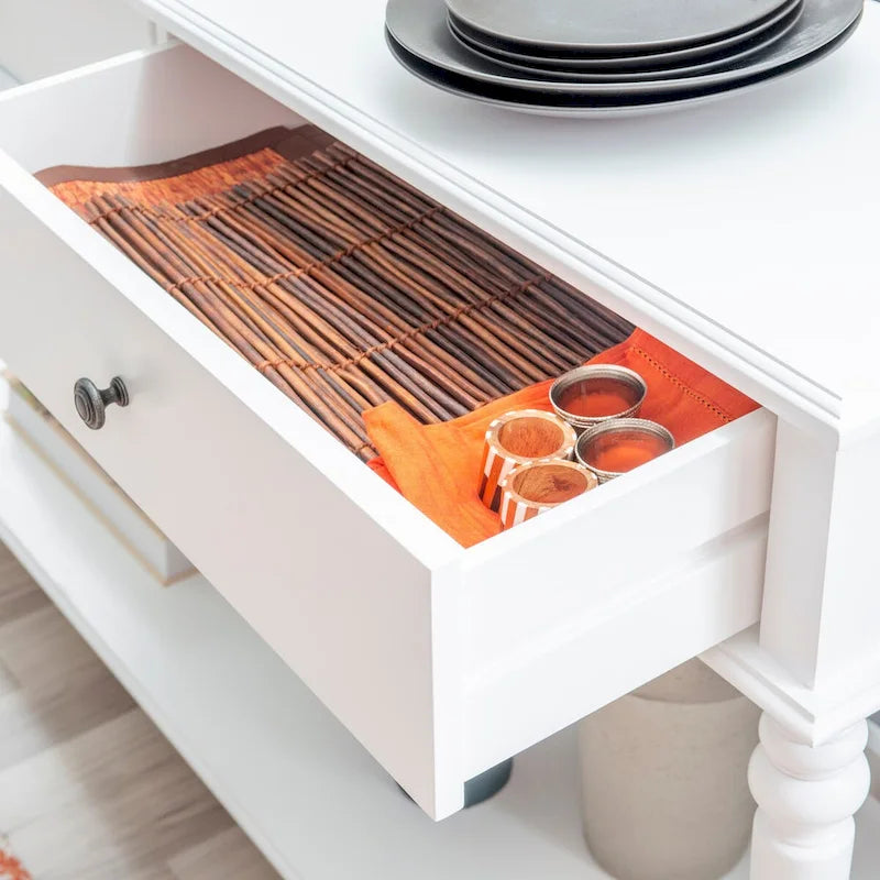 Console rustique de style campagnard blanc avec 2 tiroirs