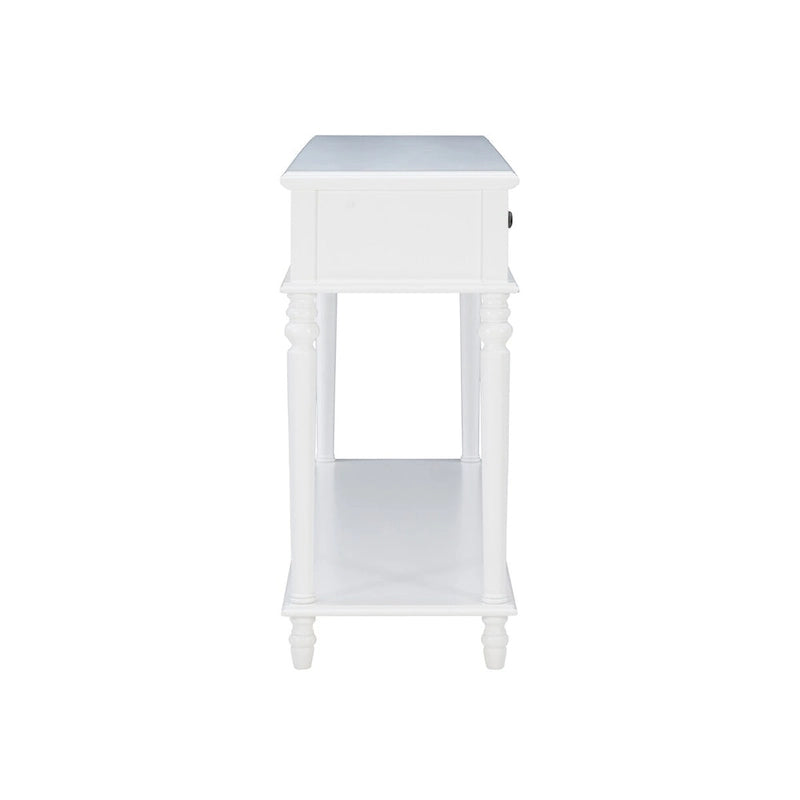 Console rustique de style campagnard blanc avec 2 tiroirs
