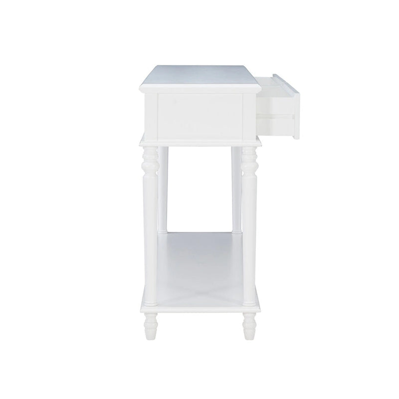 Console rustique de style campagnard blanc avec 2 tiroirs