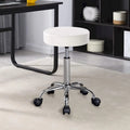 Tabouret à roulettes sans dossier, en similicuir, blanc et noir, une pièce