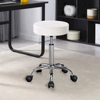 Tabouret à roulettes sans dossier, en similicuir, blanc et noir, une pièce