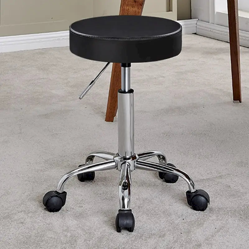 Tabouret à roulettes sans dossier, en similicuir, blanc et noir, une pièce