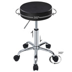 Tabouret à roulettes sans dossier, en similicuir, blanc et noir, une pièce