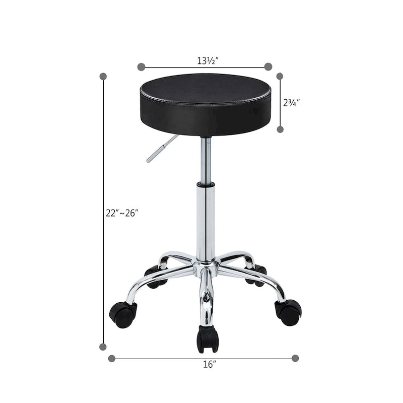 Tabouret à roulettes sans dossier, en similicuir, blanc et noir, une pièce