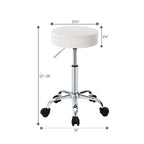 Tabouret à roulettes sans dossier, en similicuir, blanc et noir, une pièce