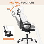Chaise de bureau mi-hauteur en maille noire/bleue/marron, accoudoirs relevables, appui-tête réglable, utilisateur unique