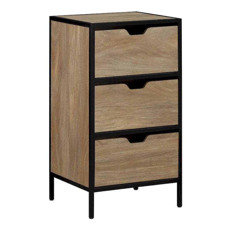 Commode de rangement à 3 tiroirs Chêne / Blanc, 1 personne