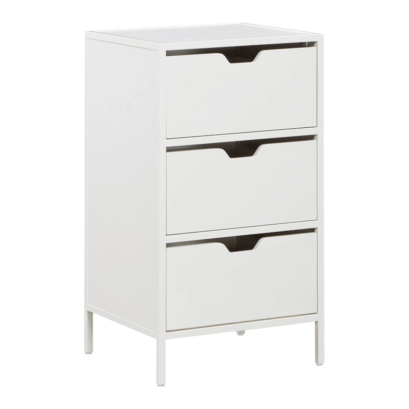 Commode de rangement à 3 tiroirs Chêne / Blanc, 1 personne