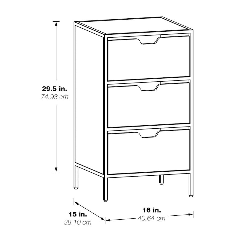 Commode de rangement à 3 tiroirs Chêne / Blanc, 1 personne