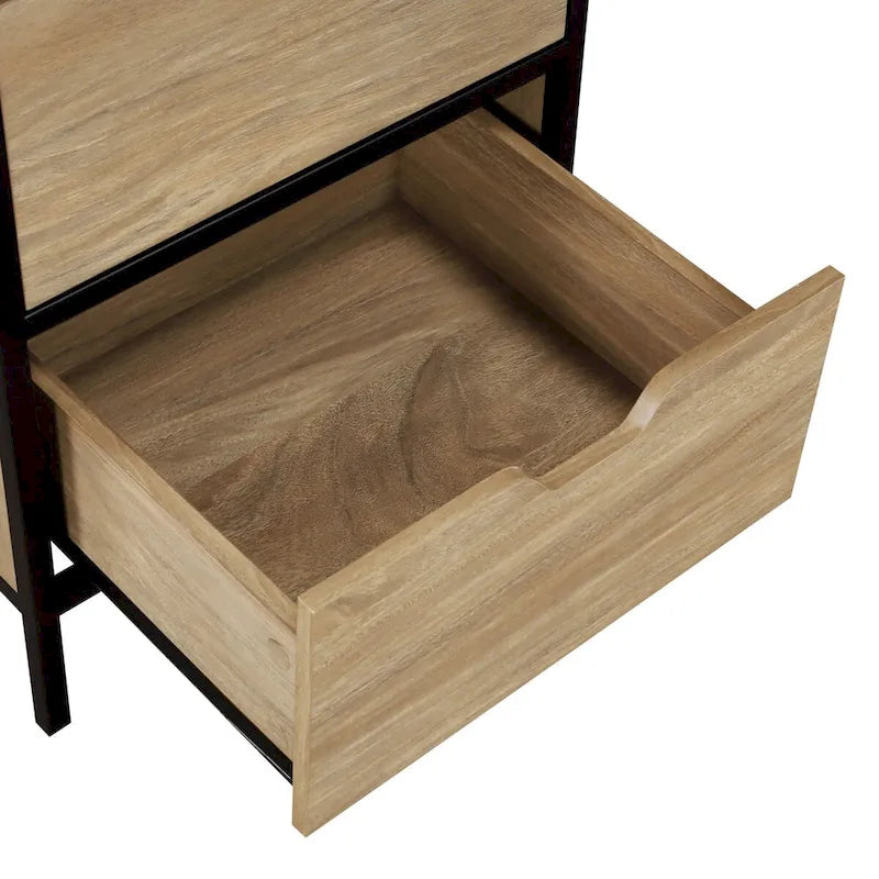 Commode de rangement à 3 tiroirs Chêne / Blanc, 1 personne