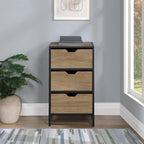 Commode de rangement à 3 tiroirs Chêne / Blanc, 1 personne