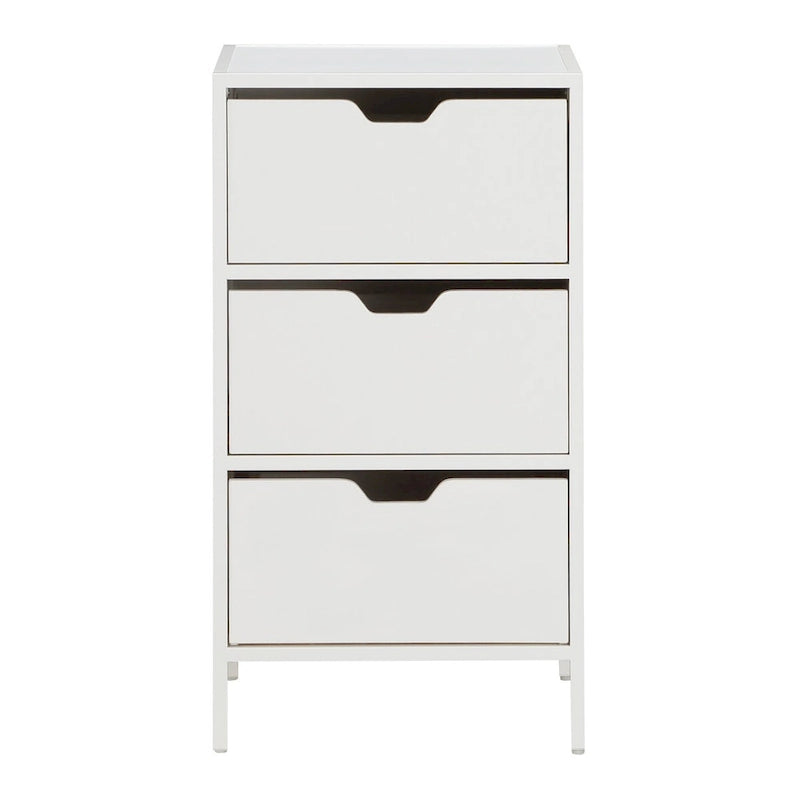 Commode de rangement à 3 tiroirs Chêne / Blanc, 1 personne