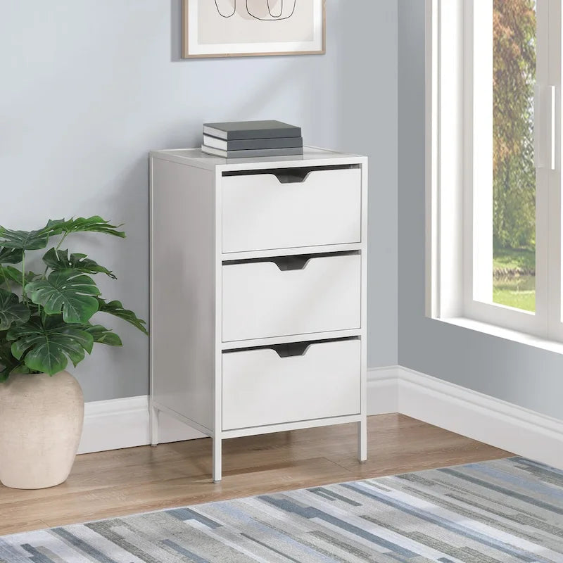 Commode de rangement à 3 tiroirs Chêne / Blanc, 1 personne