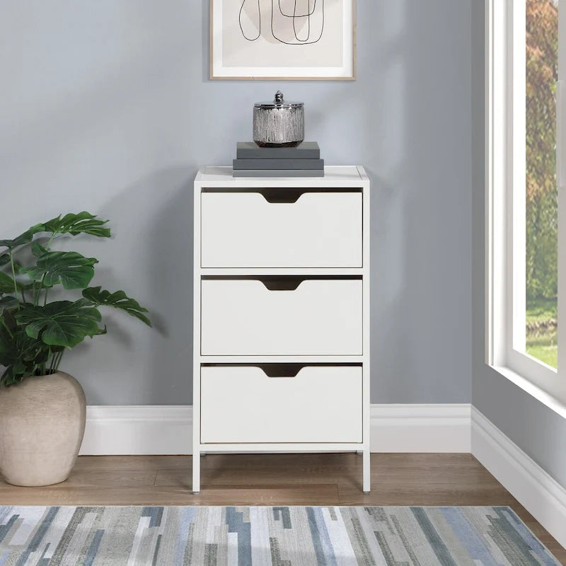 Commode de rangement à 3 tiroirs Chêne / Blanc, 1 personne