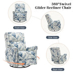 Fauteuil inclinable, pivotant et coulissant manuel à motif floral, ensemble de 2