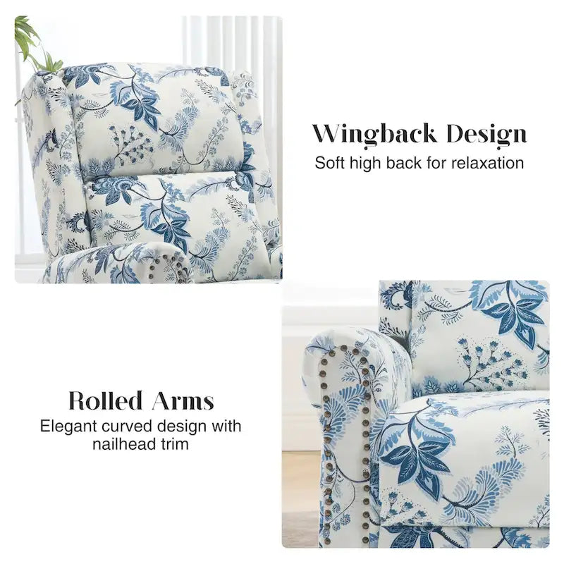 Fauteuil inclinable, pivotant et coulissant manuel à motif floral, ensemble de 2