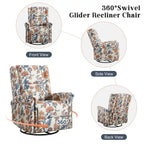 Fauteuil inclinable, pivotant et coulissant manuel à motif floral, ensemble de 2
