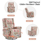 Fauteuil inclinable, pivotant et coulissant manuel à motif floral, ensemble de 2