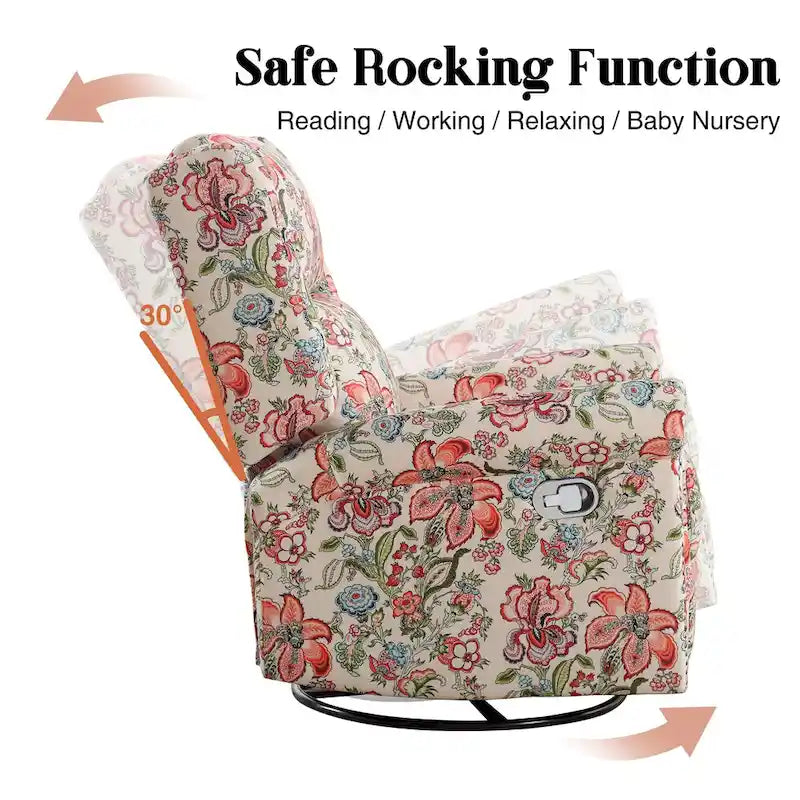 Fauteuil inclinable, pivotant et coulissant manuel à motif floral, ensemble de 2