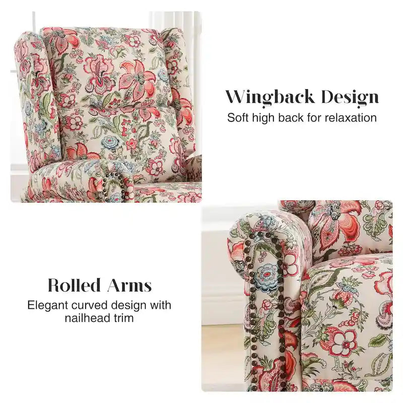 Fauteuil inclinable, pivotant et coulissant manuel à motif floral, ensemble de 2