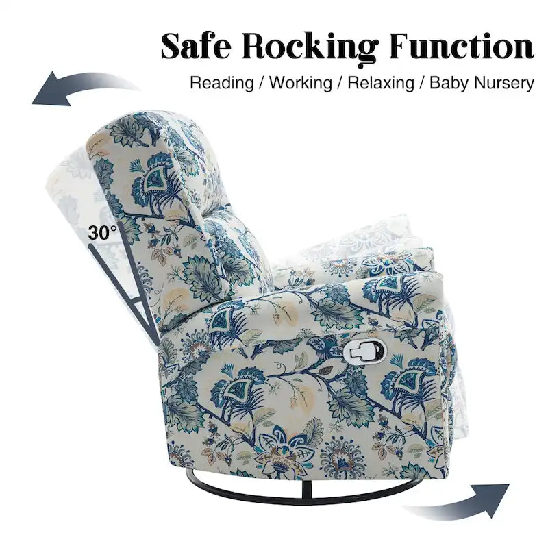 Fauteuil inclinable, pivotant et coulissant manuel à motif floral, ensemble de 2