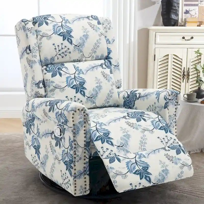 Fauteuil inclinable, pivotant et coulissant manuel à motif floral, ensemble de 2
