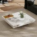 Table basse pour 2 personnes en pierre frittée carrée et rectangulaire or/noir