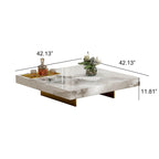 Table basse pour 2 personnes en pierre frittée carrée et rectangulaire or/noir