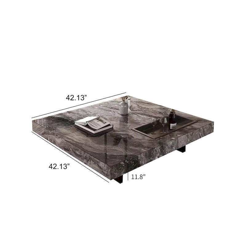 Table basse pour 2 personnes en pierre frittée carrée et rectangulaire or/noir