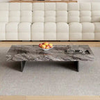 Table basse pour 2 personnes en pierre frittée carrée et rectangulaire or/noir