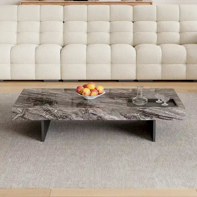 Table basse pour 2 personnes en pierre frittée carrée et rectangulaire or/noir