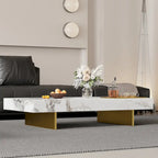 Table basse pour 2 personnes en pierre frittée carrée et rectangulaire or/noir
