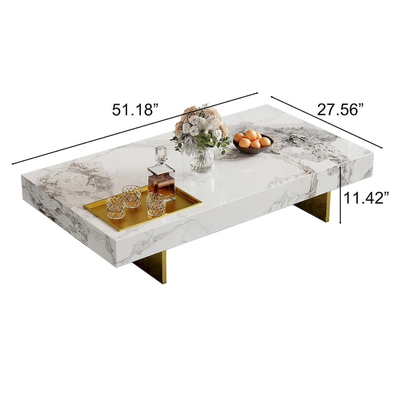Table basse pour 2 personnes en pierre frittée carrée et rectangulaire or/noir