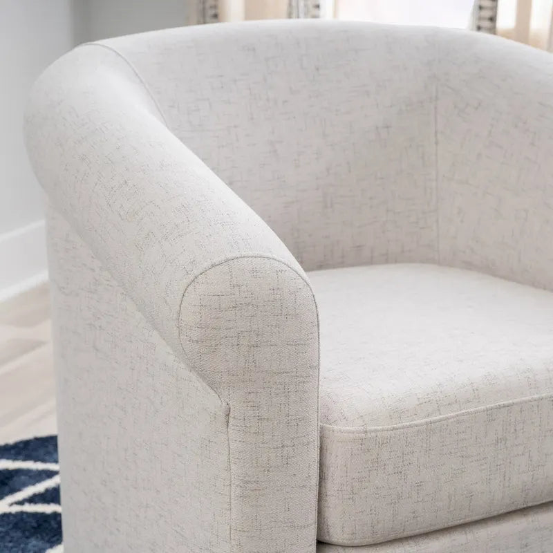 Fauteuil pivotant 1 place en tissu aspect lin couleur os