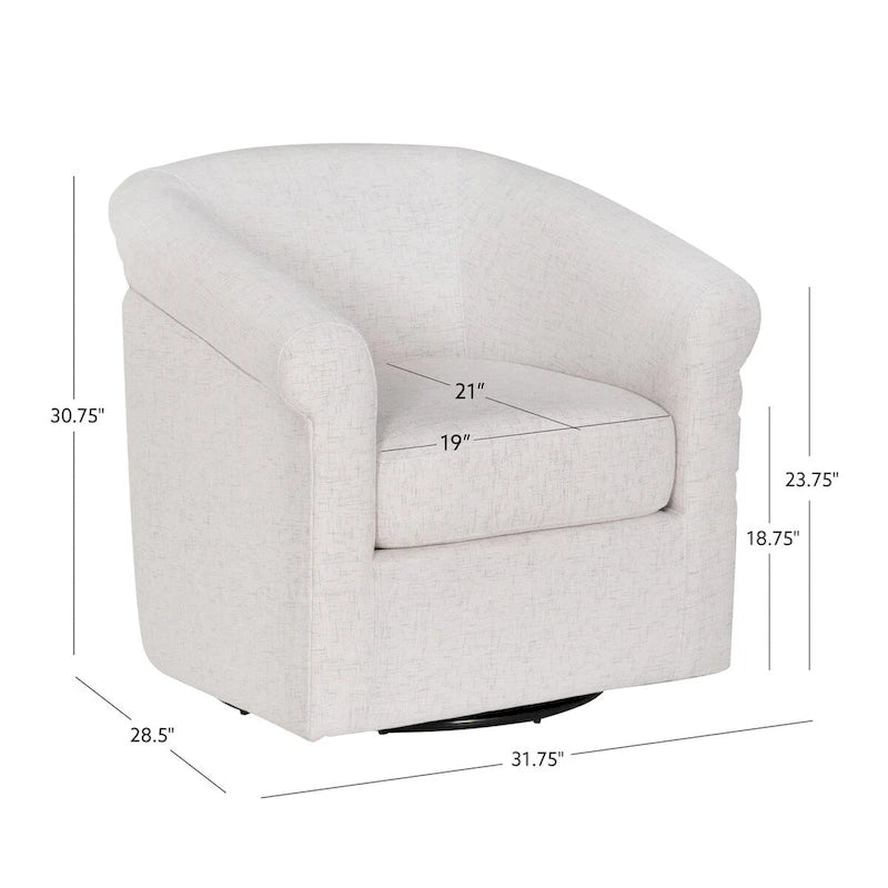 Fauteuil pivotant 1 place en tissu aspect lin couleur os