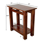 Table d'appoint fine en bois d'acacia massif naturel/acajou avec étagère inférieure